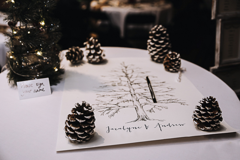 pinecone-and-tree-guestbook-for-winter-wedding