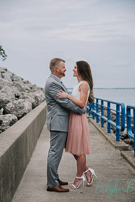 sterling state park engagement photos on pier