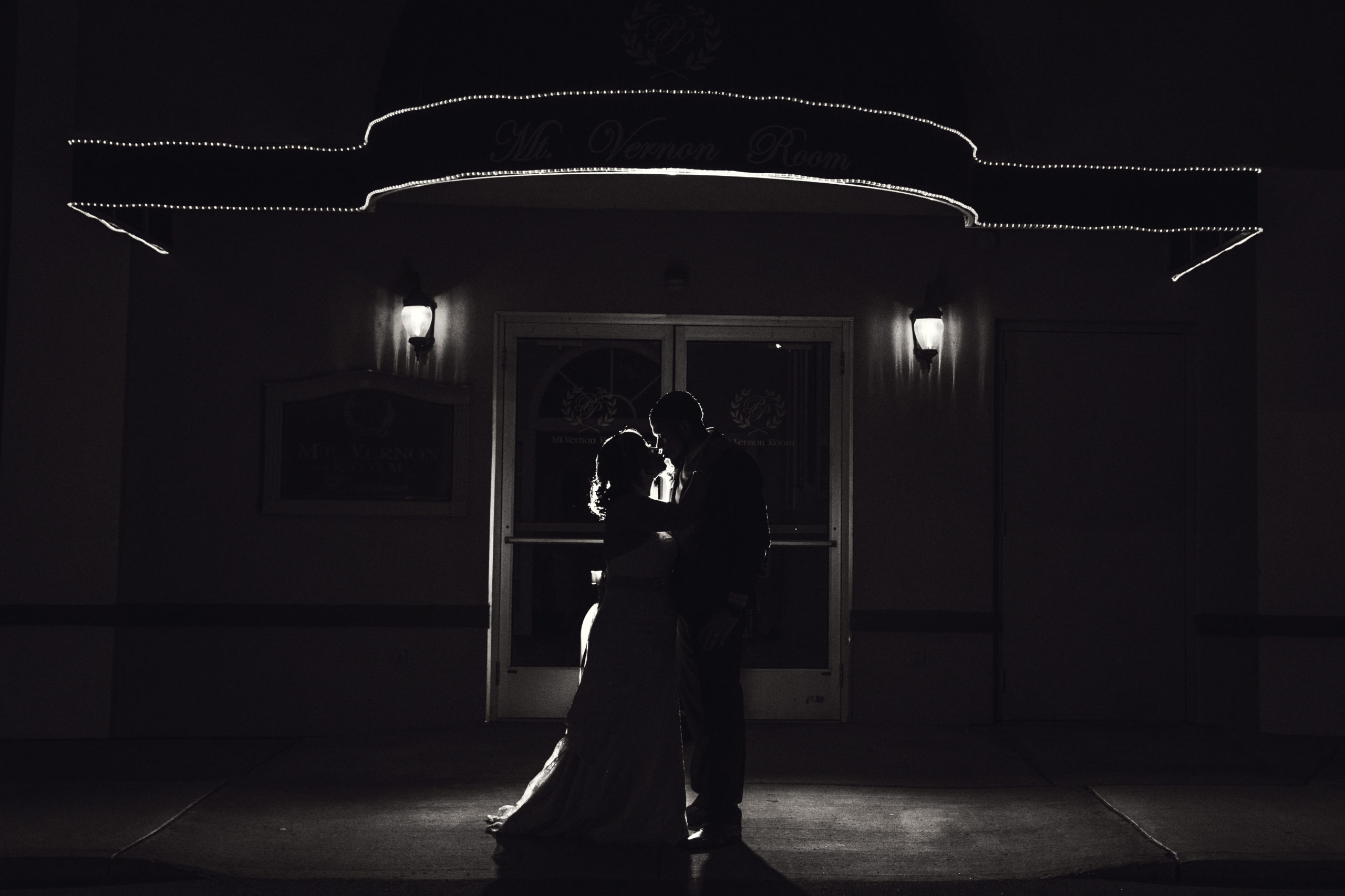 night wedding photo at parkway place