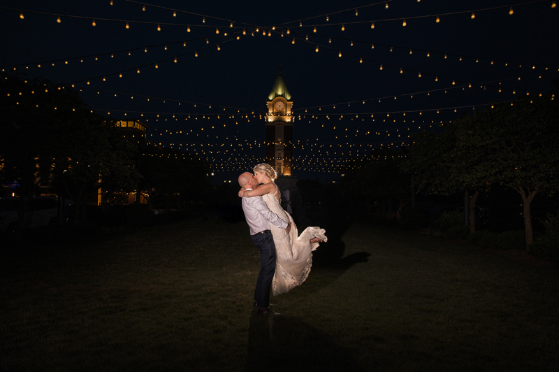 night photo at hilton garden inn wedding