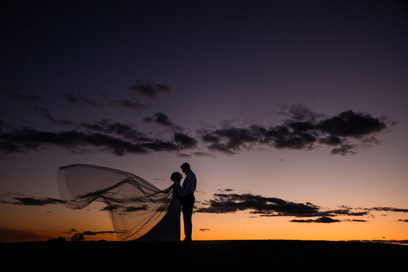 sunset wedding photo hebans field of dreams