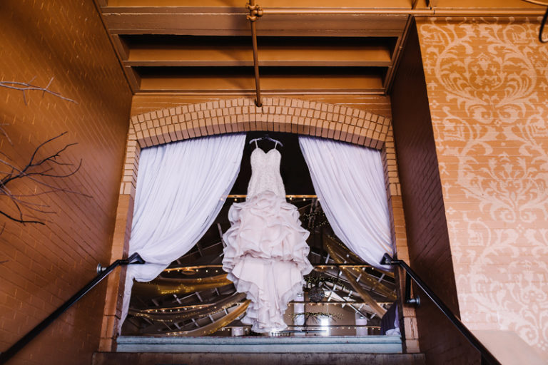 wedding dress hanging at the armory napoleon