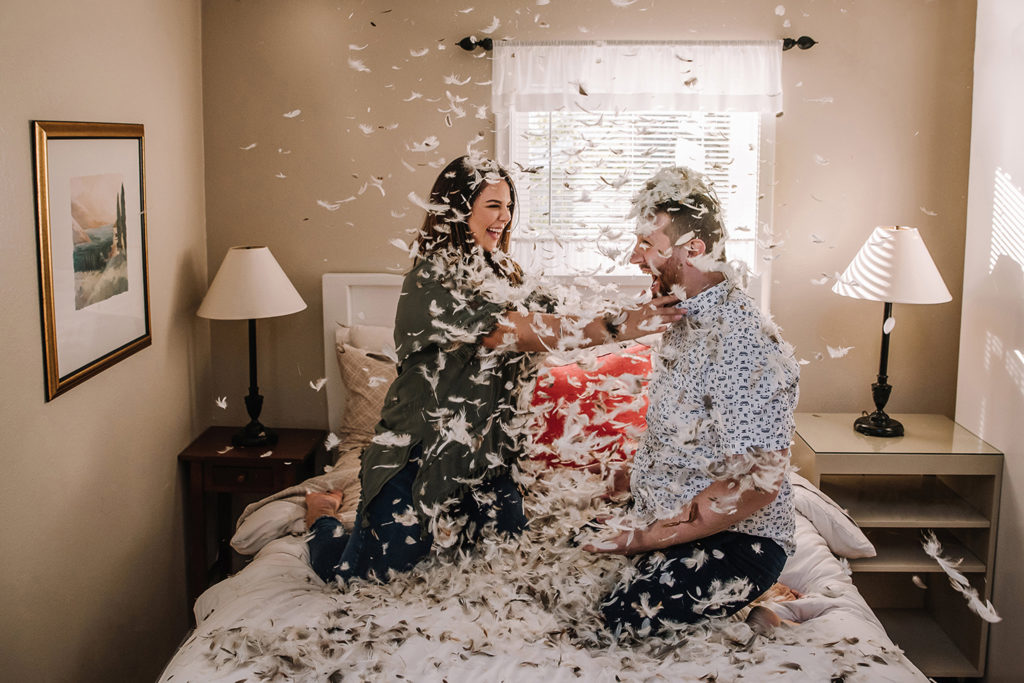 pillow fight toledo engagement photography
