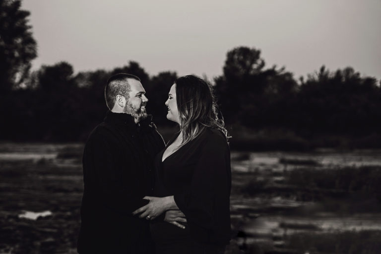 All Black Engagement Photos with Smoke Bomb