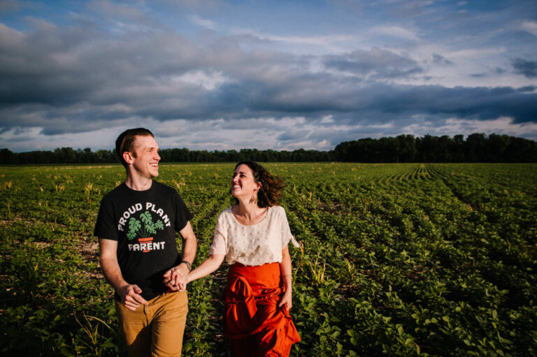 Farm Engagement Session with Chickens in Toledo