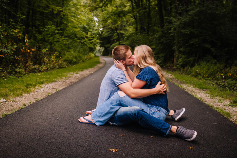Wildwood Engagement Photos in a Field