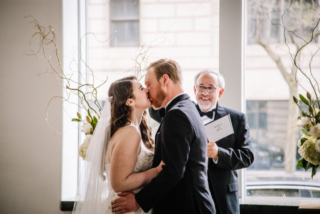 first kiss registry bistro wedding ceremony