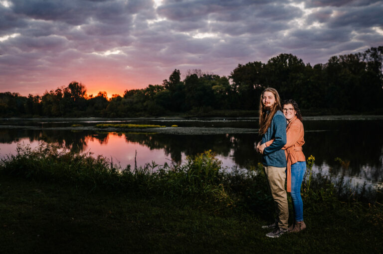 Sunrise Fall Engagement Session at Side Cut Park